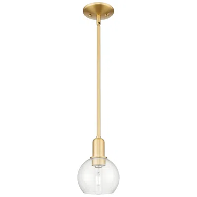Innovations Lighting Arcadia Athens 6"w Satin Gold Stem Hung Mini Pendant With Clear Shade