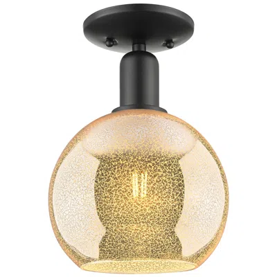 Innovations Lighting Arcadia Athens 8" Wide Matte Black Semi.flush Mount With Mercury Shade