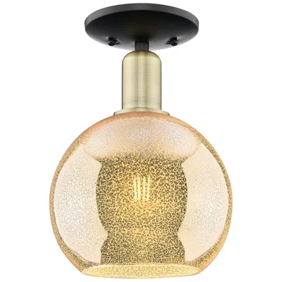 Innovations Lighting Arcadia Athens 8"w Black And Brass Semi.flush Mount With Mercury Shade