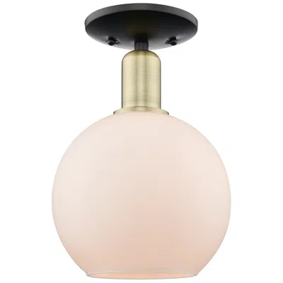 Innovations Lighting Arcadia Athens 8"w Black Brass Semi.flush Mount W/ Matte White Shade