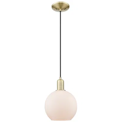 Innovations Lighting Arcadia Athens 8"w Brass Cord Hung Mini Pendant With Matte White Shade