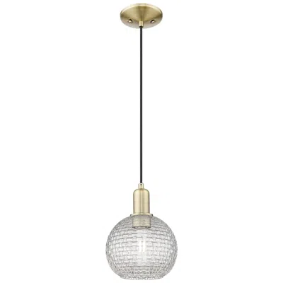 Innovations Lighting Arcadia Athens 8"w Brass Cord Mini Pendant W/ Clear Basketweave Shade