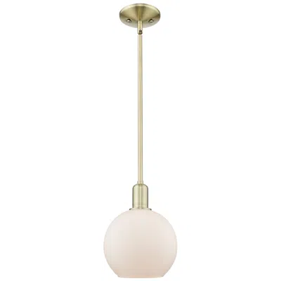 Innovations Lighting Arcadia Athens 8"w Brass Stem Hung Mini Pendant With Matte White Shade