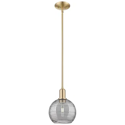 Innovations Lighting Arcadia Athens 8"w Bronze Stem Pendant W/ Light Smoke Deco Swirl Shade