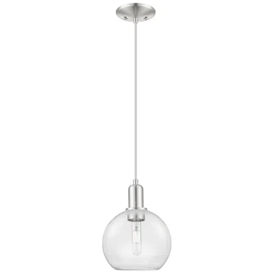 Innovations Lighting Arcadia Athens 8"w Brushed Nickel Cord Mini Pendant W/ Clear Shade In Gray