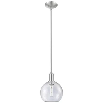 Innovations Lighting Arcadia Athens 8"w Brushed Nickel Stem Mini Pendant W/ Seedy Shade