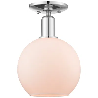 Innovations Lighting Arcadia Athens 8"w Chrome Semi.flush Mount W/ Matte White Shade
