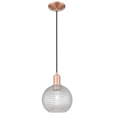 Innovations Lighting Arcadia Athens 8"w Copper Cord Mini Pendant W/ Clear Basketweave Shade