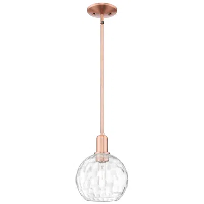 Innovations Lighting Arcadia Athens 8"w Copper Stem Hung Mini Pendant W/ Water Glass Shade