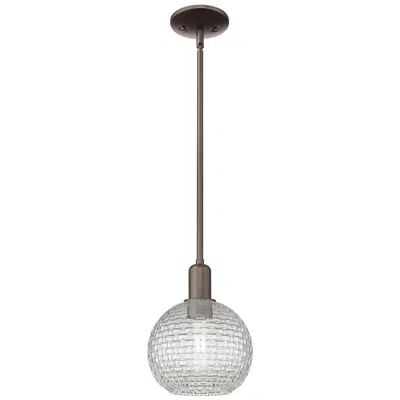 Innovations Lighting Arcadia Athens 8"w Oiled Bronze Stem Pendant W/ Basketweave Shade