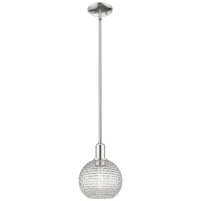 Innovations Lighting Arcadia Athens 8"w Polished Nickel Stem Pendant W/ Basketweave Shade