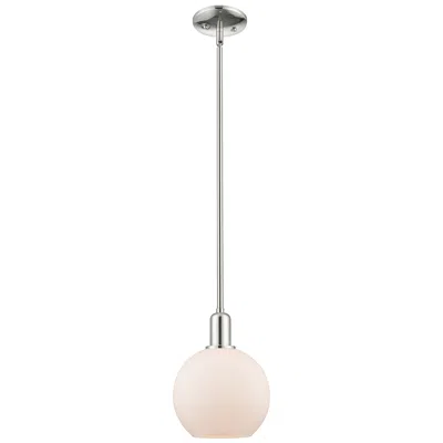 Innovations Lighting Arcadia Athens 8"w Polished Nickel Stem Pendant W/ Matte White Shade