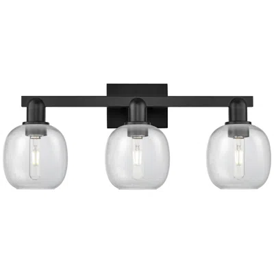 Innovations Lighting Arcadia Belfast 25"w 3 Light Matte Black Vanity Light With Seedy Shade