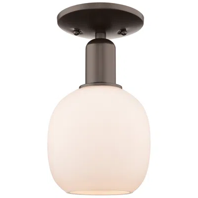 Innovations Lighting Arcadia Belfast 6"w Oiled Bronze Semi.flush Mount W/ Matte White Shade In Gray