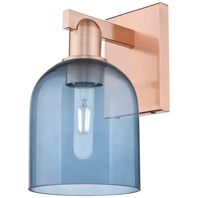 Innovations Lighting Arcadia Bella 11" High Antique Copper Sconce With Blue Shade