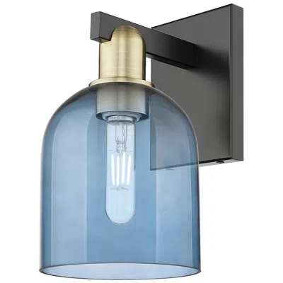 Innovations Lighting Arcadia Bella 11" High Black Antique Brass Sconce With Blue Shade