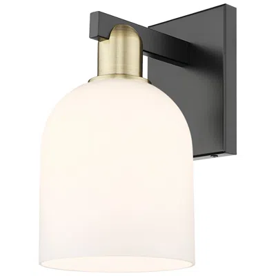 Innovations Lighting Arcadia Bella 11" High Black Antique Brass Sconce With White Shade