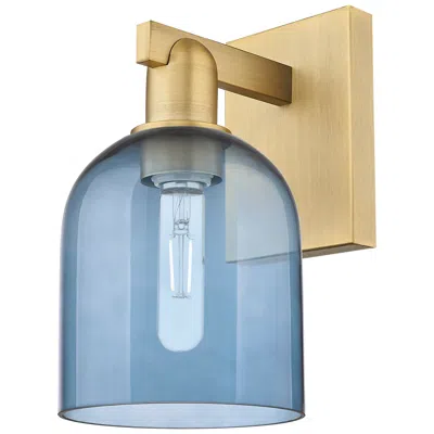 Innovations Lighting Arcadia Bella 11" High Brushed Brass Sconce With Blue Shade