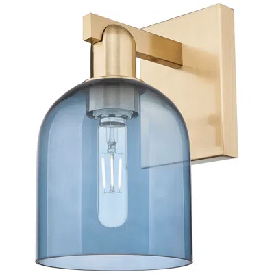 Innovations Lighting Arcadia Bella 11" High Champagne Bronze Sconce With Blue Shade