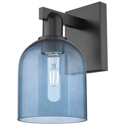 Innovations Lighting Arcadia Bella 11" High Matte Black Sconce With Blue Shade
