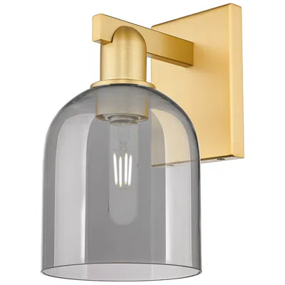 Innovations Lighting Arcadia Bella 11" High Satin Gold Sconce With Light Smoke Shade