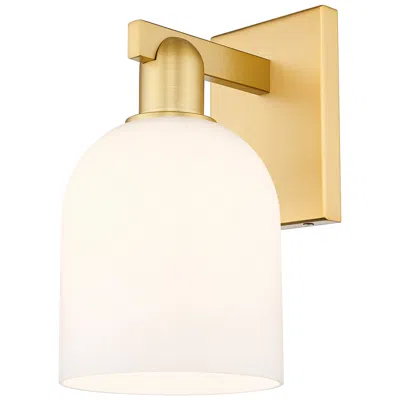 Innovations Lighting Arcadia Bella 11" High Satin Gold Sconce With White Shade