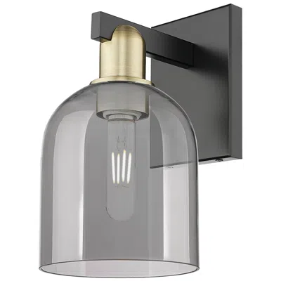 Innovations Lighting Arcadia Bella 11"h Black Antique Brass Sconce With Light Smoke Shade