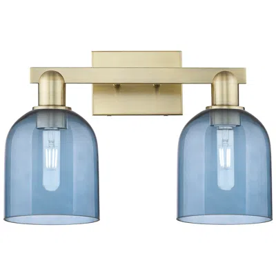 Innovations Lighting Arcadia Bella 17"w 2 Light Antique Brass Vanity Light With Blue Shade
