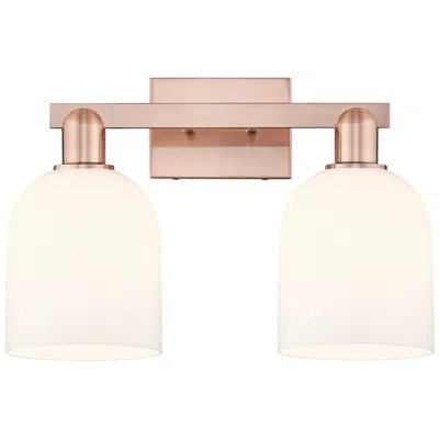 Innovations Lighting Arcadia Bella 17"w 2 Light Antique Copper Bath Light With White Shade