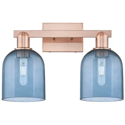 Innovations Lighting Arcadia Bella 17"w 2 Light Antique Copper Vanity Light With Blue Shade