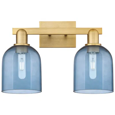 Innovations Lighting Arcadia Bella 17"w 2 Light Brushed Brass Vanity Light With Blue Shade