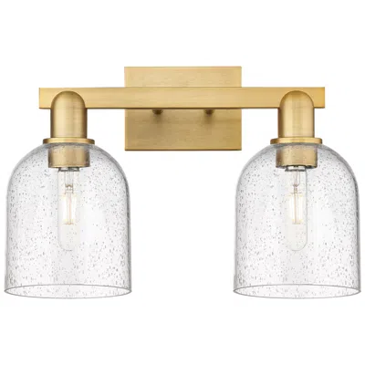 Innovations Lighting Arcadia Bella 17"w 2 Light Brushed Brass Vanity Light With Seedy Shade