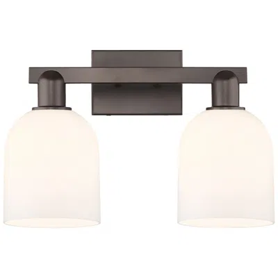 Innovations Lighting Arcadia Bella 17"w 2 Light Oiled Bronze Vanity Light W/ White Shade