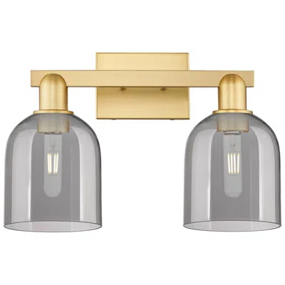 Innovations Lighting Arcadia Bella 17"w 2 Light Satin Gold Bath Light W/ Light Smoke Shade