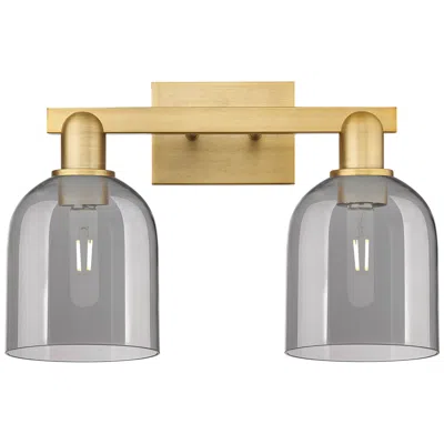 Innovations Lighting Arcadia Bella 17"w 2-lt Brushed Brass Bath Light W/ Light Smoke Shade In Gold