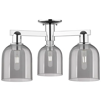 Innovations Lighting Arcadia Bella 23"w 3 Light Chrome Semi-flush W/ Light Smoke Shade
