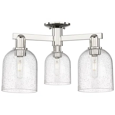 Innovations Lighting Arcadia Bella 23"w 3 Light Polished Nickel Semi-flush W/ Seedy Shade