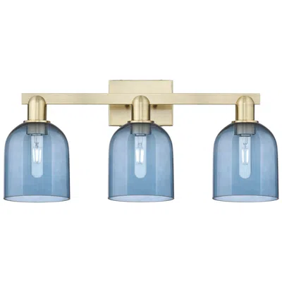 Innovations Lighting Arcadia Bella 25"w 3 Light Antique Brass Vanity Light With Blue Shade