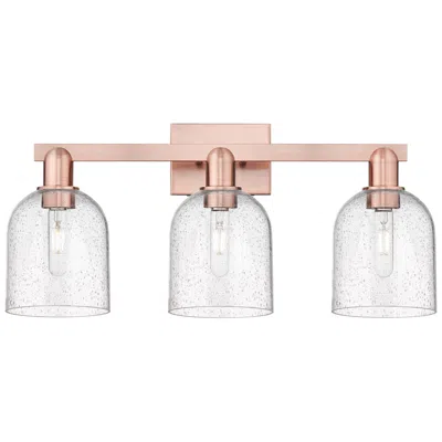 Innovations Lighting Arcadia Bella 25"w 3 Light Antique Copper Bath Light With Seedy Shade