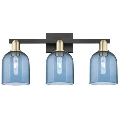 Innovations Lighting Arcadia Bella 25"w 3 Light Black And Brass Bath Light With Blue Shade