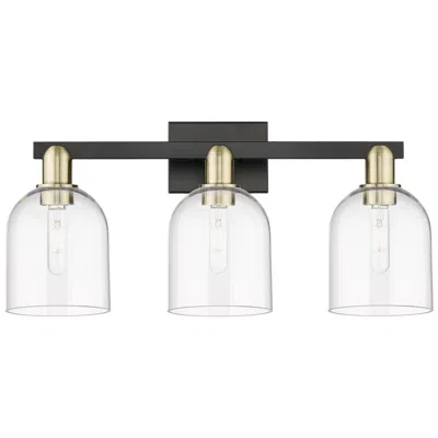 Innovations Lighting Arcadia Bella 25"w 3 Light Black And Brass Vanity Light W/ Clear Shade