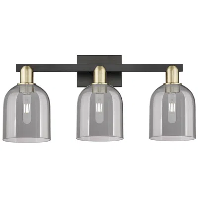 Innovations Lighting Arcadia Bella 25"w 3 Light Black Brass Bath Light W/ Light Smoke Shade