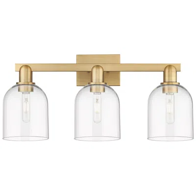Innovations Lighting Arcadia Bella 25"w 3 Light Brushed Brass Vanity Light With Clear Shade