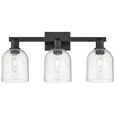 Innovations Lighting Arcadia Bella 25"w 3 Light Matte Black Vanity Light With Seedy Shade