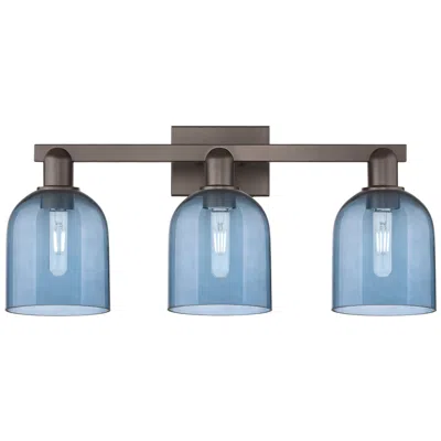 Innovations Lighting Arcadia Bella 25"w 3 Light Oil Rubbed Bronze Bath Light W/ Blue Shade