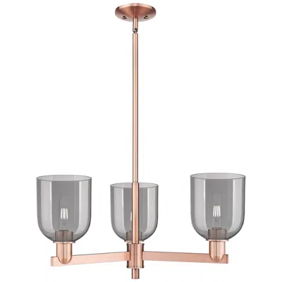 Innovations Lighting Arcadia Bella 27"w 3 Light Copper Stem Chandelier W/ Light Smoke Shade