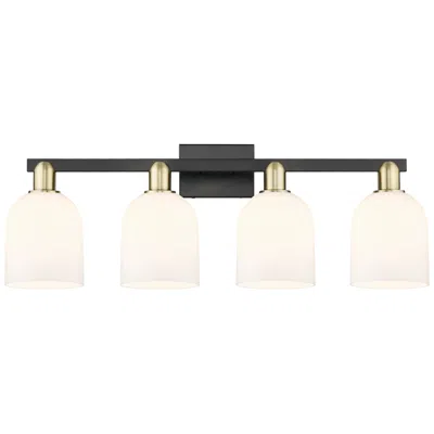Innovations Lighting Arcadia Bella 33"w 4 Light Black And Brass Vanity Light W/ White Shade