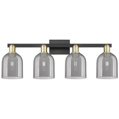 Innovations Lighting Arcadia Bella 33"w 4 Light Black Brass Bath Light W/ Light Smoke Shade