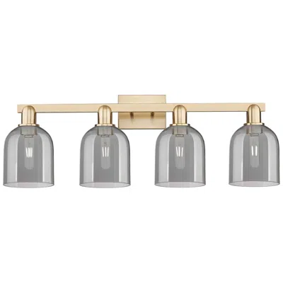 Innovations Lighting Arcadia Bella 33"w 4 Light Bronze Vanity Light W/ Light Smoke Shade