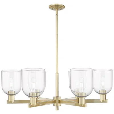 Innovations Lighting Arcadia Bella 35"w 6 Light Brass Stem Hung Chandelier With Clear Shade